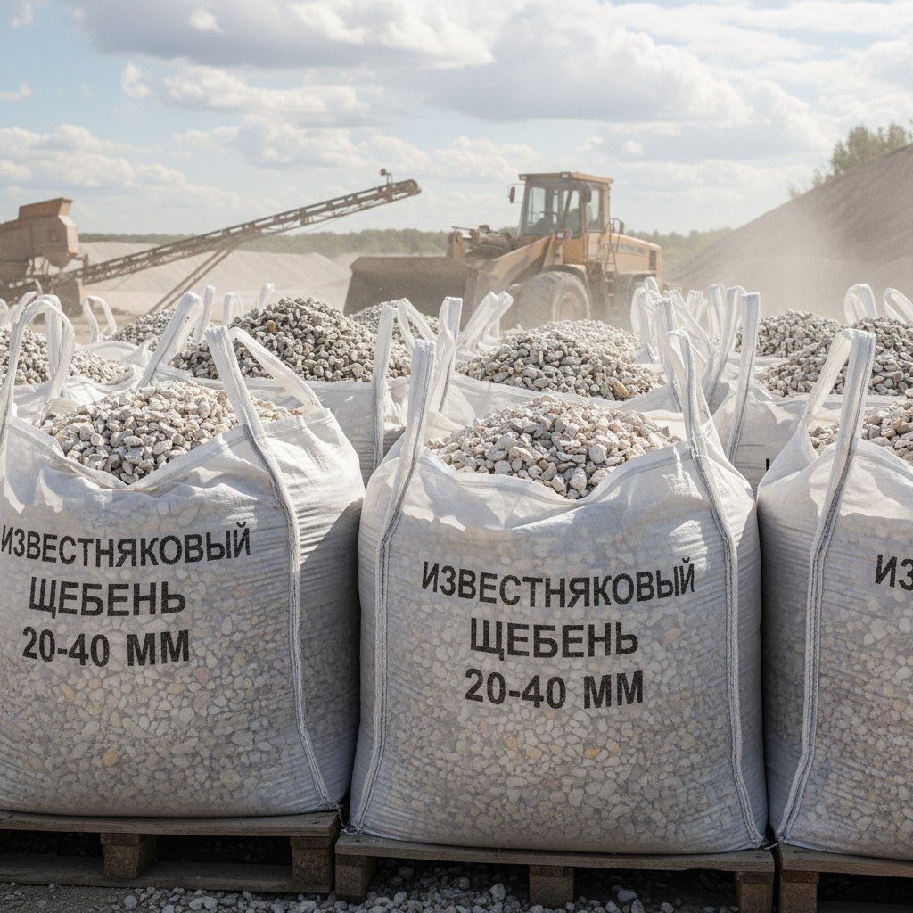 Известняковый щебень 20-40 мм в мешках