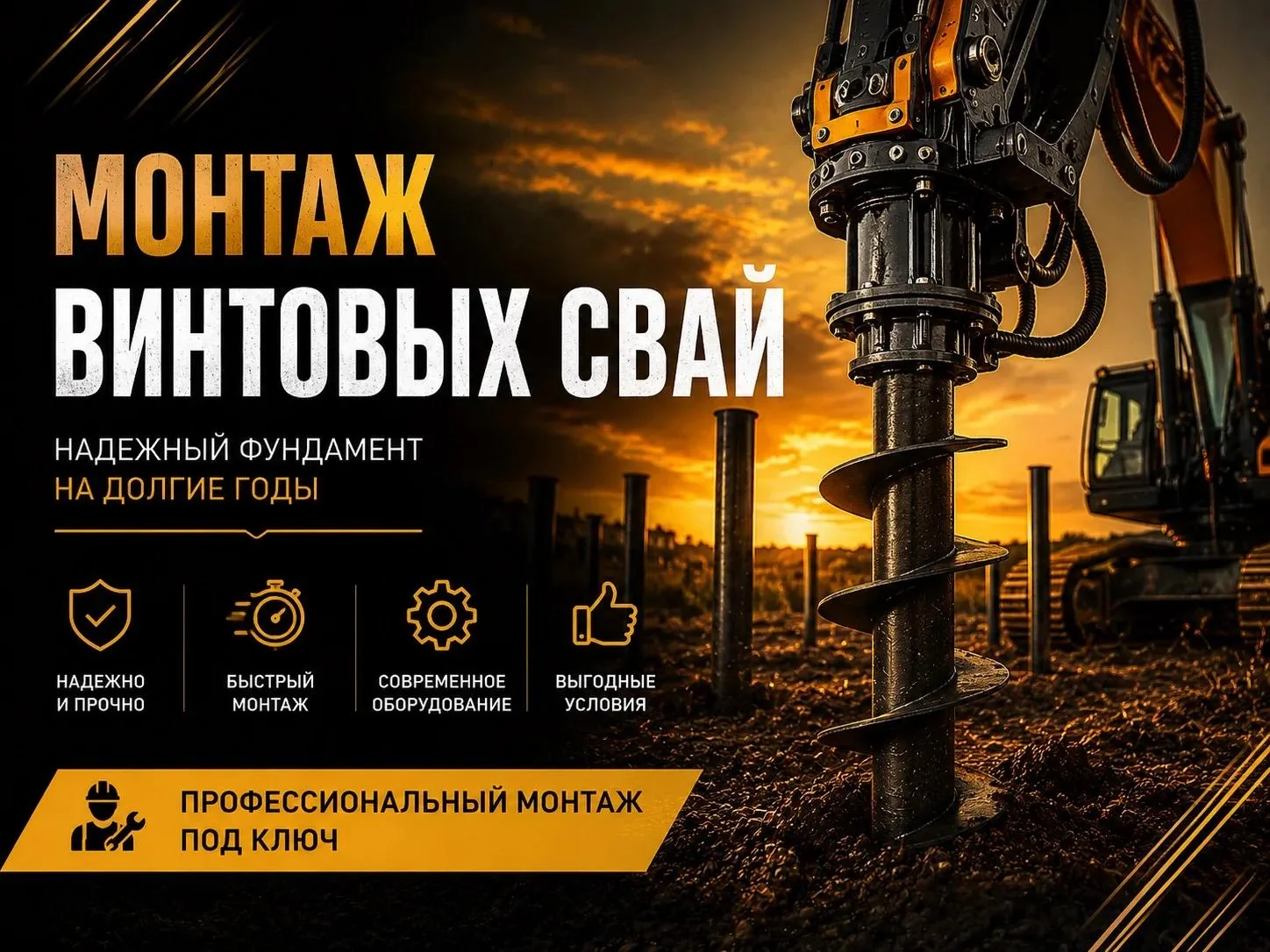 Монтаж винтовой сваи (работа)